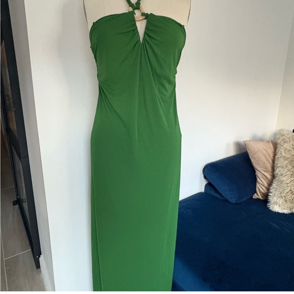 Zara Green Halter Sheath Dress for Night Out